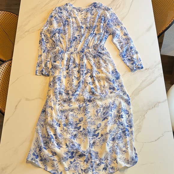 Zara Ruffled Floral Maxi Dress in Blue and White/Floral - Picture 4 of 5